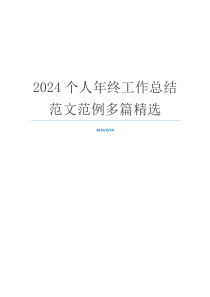 2024个人年终工作总结范文范例多篇精选