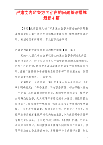 严肃党内监督方面存在的问题整改措施最新4篇