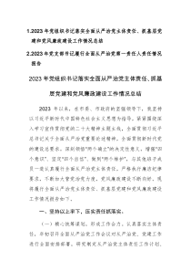 2023年党组织书记落实全面从严治党主体责任、抓基层党建和党风廉政建设工作情况总结（第一责任人）