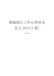 精编银行工作心得体会范文2024(3篇)