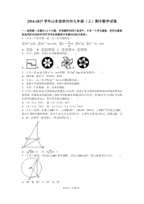 2016-2017学年山东省滨州市九年级（上）期中数学试卷