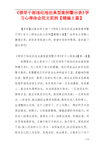 《领导干部违纪违法典型案例警示录》学习心得体会范文范例【精编5篇】