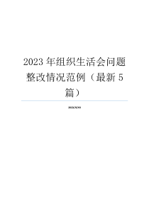 2023年组织生活会问题整改情况范例（最新5篇）