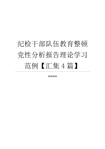 纪检干部队伍教育整顿党性分析报告理论学习范例【汇集4篇】