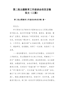 第二批主题教育工作座谈会的发言稿范文（三篇）