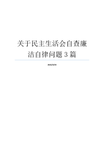 关于民主生活会自查廉洁自律问题3篇