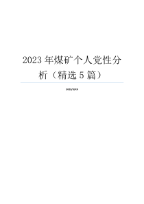 2023年煤矿个人党性分析（精选5篇）