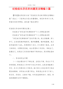 纪检组长存在的问题发言精编3篇