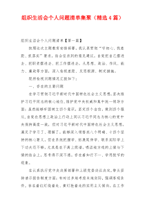 组织生活会个人问题清单集聚（精选4篇）