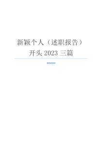 新颖个人（述职报告）开头2023三篇