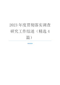 2023年度贯彻落实调查研究工作综述（精选4篇）