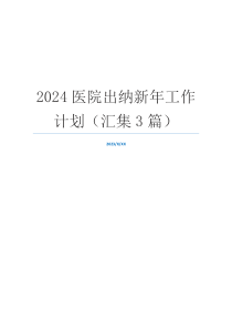 2024医院出纳新年工作计划（汇集3篇）