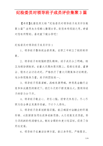 纪检委员对领导班子成员评价集聚3篇