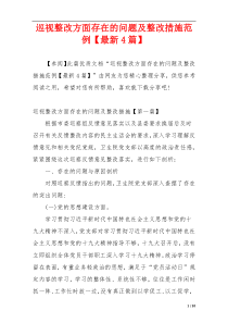 巡视整改方面存在的问题及整改措施范例【最新4篇】