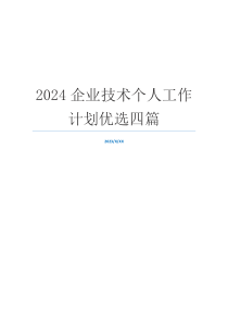 2024企业技术个人工作计划优选四篇