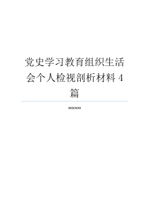 党史学习教育组织生活会个人检视剖析材料4篇