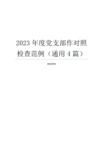 2023年度党支部作对照检查范例（通用4篇）