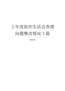 上年度组织生活会查摆问题整改情况3篇