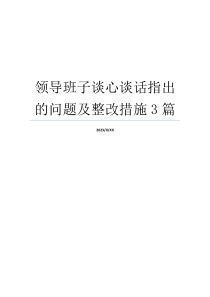 领导班子谈心谈话指出的问题及整改措施3篇