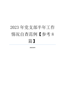 2023年党支部半年工作情况自查范例【参考8篇】