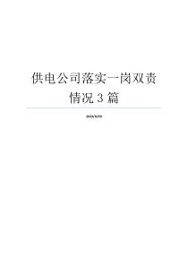 供电公司落实一岗双责情况3篇