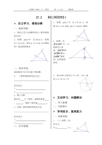 初中数学【9年级下】27.2相似三角形的判定第四课时学案（无答案）