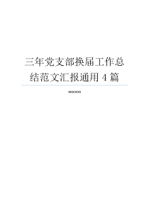 三年党支部换届工作总结范文汇报通用4篇