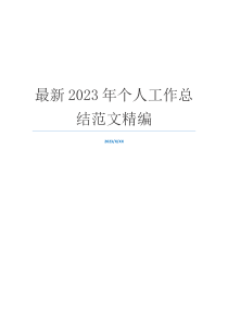 最新2023年个人工作总结范文精编