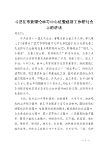 书记在市委理论学习中心组暨经济工作研讨会上的讲话