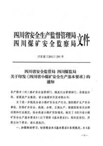 (川安监〔XXXX〕291号)四川省小煤矿安全生产基本要求