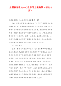 主题教育理论中心组学习方案集聚（精选4篇）