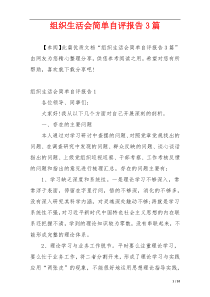 组织生活会简单自评报告3篇