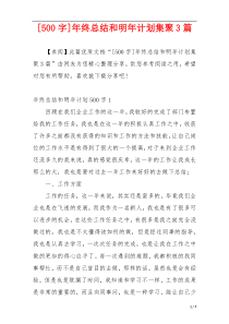 [500字]年终总结和明年计划集聚3篇