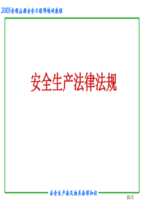 005全国注册安全工程师培训教程安全生产法及相关法律知识