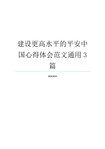 建设更高水平的平安中国心得体会范文通用3篇