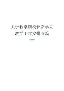 关于教学副校长新学期教学工作安排5篇