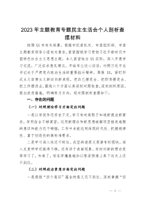 公司党员干部2023年主题教育专题民主生活会个人剖析查摆材料