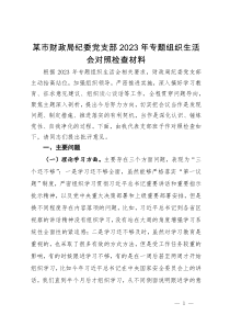 某市财政局纪委党支部2023年专题组织生活会对照检查材料