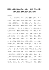 副县长在全县卫生健康系统安全生产森林防灭火工作暨安全领域突出问题专项整治专题会上的讲话