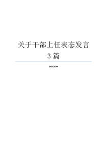 关于干部上任表态发言3篇