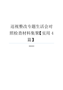 巡视整改专题生活会对照检查材料集聚【实用4篇】