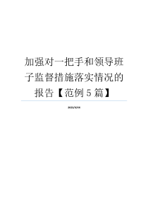 加强对一把手和领导班子监督措施落实情况的报告【范例5篇】