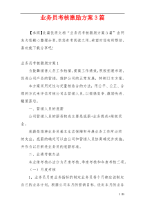 业务员考核激励方案3篇