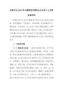 区领导2023年主题教育专题民主生活会个人对照检查材料范文4篇