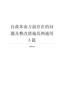 自我革命方面存在的问题及整改措施范例通用5篇