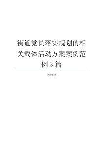 街道党员落实规划的相关载体活动方案案例范例3篇