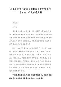 水电分公司代表在公司职代会暨年终工作总结会上的发言范文稿