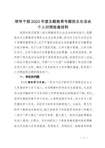 领导干部2023年度主题教育专题民主生活会个人对照检查材料