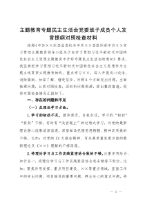 公司党委班子成员主题教育专题民主生活会个人对照检查材料