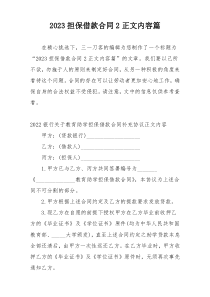 2023担保借款合同2正文内容篇